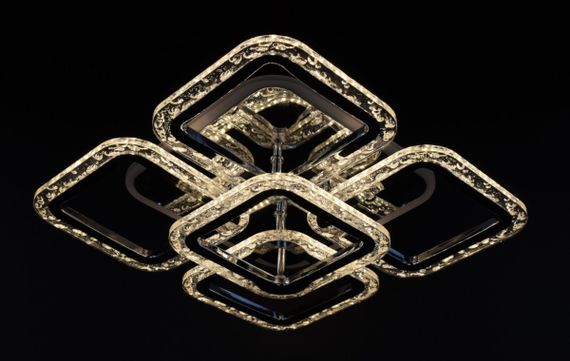 Люстра світлодіодна стельова LED світильник для квартири на стелю лед з пультом 26527 Хром 10х38х38 см. | Зображення 1