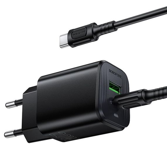 СЗУ Borofone BAS83A Star PD20W+QC3.0 (1USB-A/1C) + кабель Type-C to Type-C Black | Зображення 2