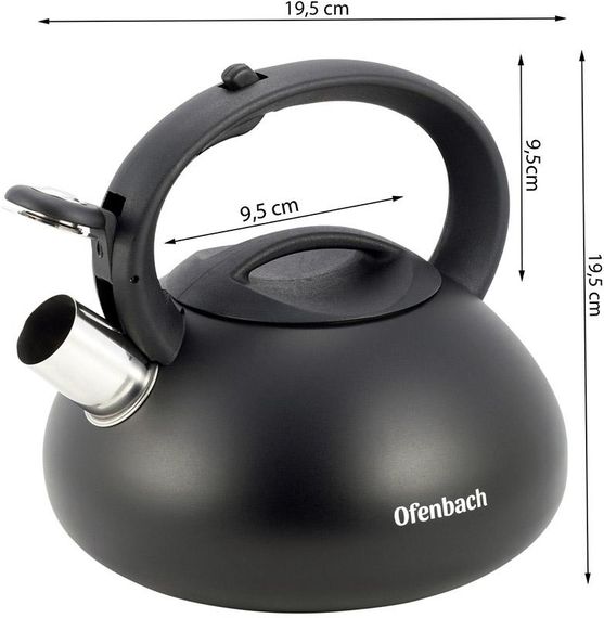 Чайник Ofenbach Happy Kettle 2.5л з нержавіючої сталі зі свистком, чорний матовий | Зображення 2