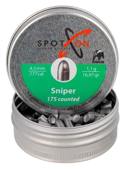Пули Spoton Sniper 1,1 гр. кал.4.5мм 175шт Пули для пневматики Пульки для пневматики Пули пневматика Пульки