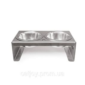 Кормушка для котів Cat Joy Лапка на 2 миски, сталь 27х10х14 см