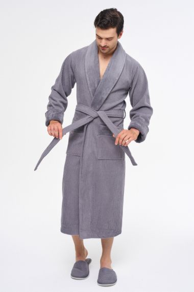 Мужской халат Nusa 1163 с тапочками и полотенцами, Серый, L/XL | Зображення 2