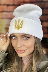 Шапка «Тризуб» (5155) белый + золотой