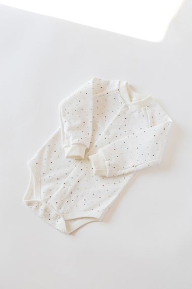 Боді з начосом для новонароджених з довгим рукавом на кнопках, принт Горошок | Зображення 1