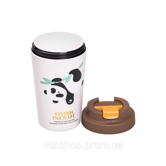 Термочашка Panda з порцелянаовою колбою 380 мл Коричнева HP-14-12BR | Зображення 2