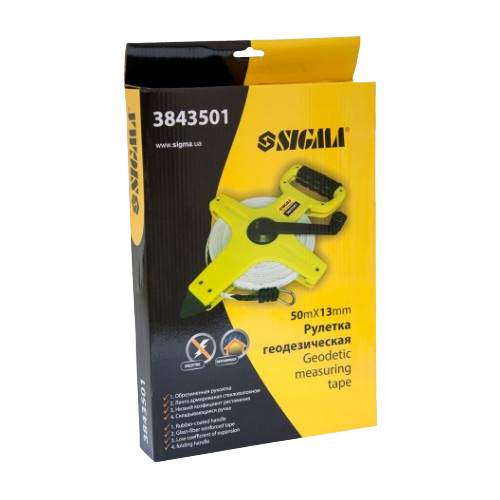 Рулетка геодезична скловолокно 50м*13мм SIGMA | Зображення 3