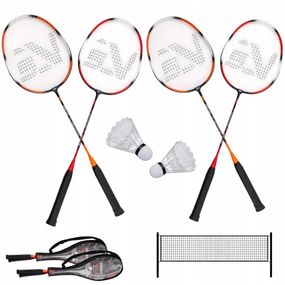 Бадмінтон, спідмінтон, сквош Набір для бадмінтону SportVida Pro 4 шт ракетки + 2 шт волани + сітка (SV-SE0003)