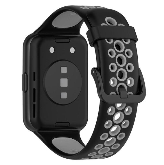 Силіконовий ремінець Primolux Perfor Classic для смарт-годинника Huawei Watch Fit 2- Black&Grey | Зображення 1