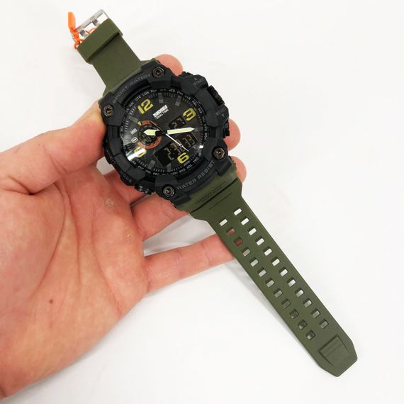 Годинник наручний чоловічий SKMEI 1520AG ARMY GREEN, військовий чоловічий наручний годинник зелений. Колір: зелений | Зображення 5