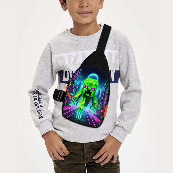 Сумка через плече дитяча Minecraft Кріпер 29х17 см сумка слінг для хлопчика (02100)