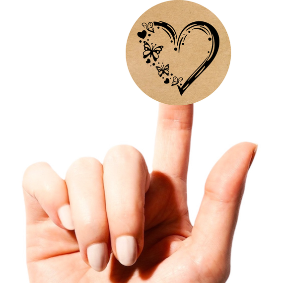 Этикетка наклейка круглая крафт "Love", Диаметр 50 мм, 250 шт/рулон, Viskom | Зображення 1