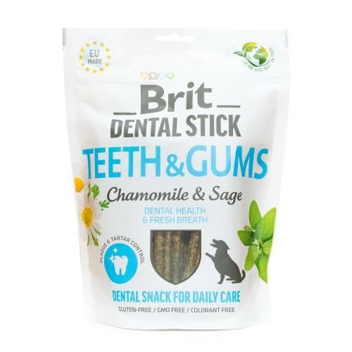 Лакомства для собак Brit Dental Stick Teeth & Gums здоровые десна и зубы, ромашка и шалфей, 7 шт, 251 г | Зображення 4