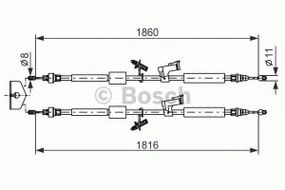 Трос ручного гальма FORD (вир-во BOSCH) BOSCH 1987482189 на FORD FOCUS C-MAX