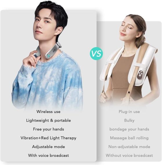 Розумний бездротовий акумуляторний шийний масажер SKG G7 PRO-E з інфрачервоним прогрівом, вібрацією та додатком | Зображення 6