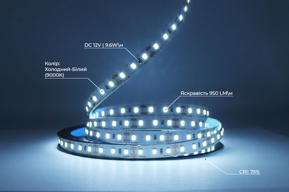 Світлодіодна LED стрічка PROLUM™ 12V; 2835\120; IP20; Series "S", Холодний-білий (9000-10000К) | Зображення 3