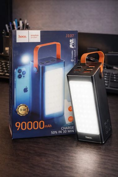 Повербанк з ліхтарем 90000mAh 22.5W Hoco J107 Super 333Wh PD20W 4xUSB/Type-C/MicroUSB