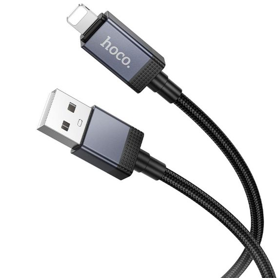 Дата кабель Hoco X118 Generous with display USB to Lightning 2.4A (1m) Black | Зображення 1