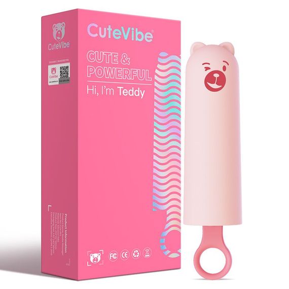 Вібратор CuteVibe Teddy Pink (Black Dildo), реалістичний вібратор під виглядом морозива | Зображення 3
