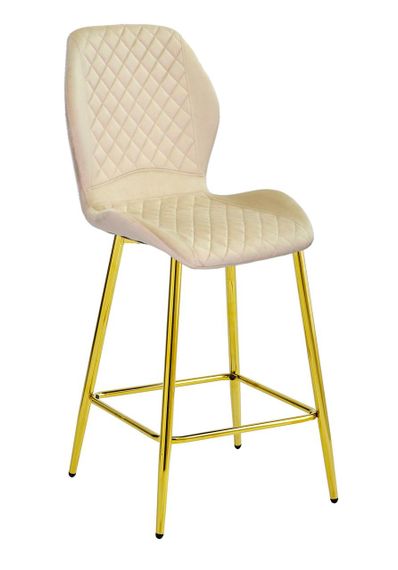 Напівбарний стілець Fox Bar 65 ML (GD) із золотими металевими ніжками, м'яке сидіння велюр бежевий OR-851 | Зображення 4