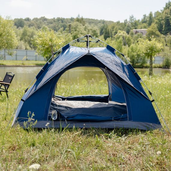 Намет кемпінговий тримісний 190×190×140 (см) автоматичний LU-002 Сиій | Зображення 1