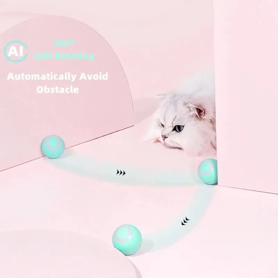 Інтерактивна іграшка для котів і маленьких собак, смарт-м'ячик Petgravity з usb зарядкою блакитний | Зображення 3