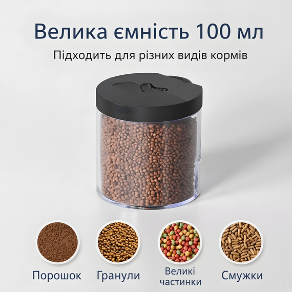 Автоматична годівниця для акваріума на батарейках об'єм 100 мл із таймером 12/24 чорна | Зображення 3