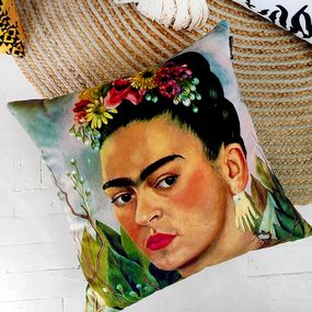 Подушка диванная с бархата Фрида Кало 45x45 см (45BP_FLORA006)