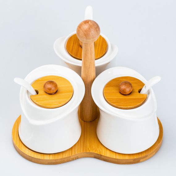 Набор баночек для специй 3 штуки на подставке | Зображення 4