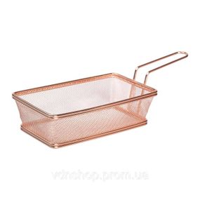 Кошик сервірувальний 21×11.5×5.5 см для подачі картоплі фрі та снеків з ручкою Рожевий HP-19-11-R