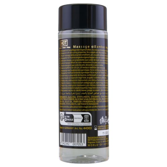 Массажное масло HOT Massage Oil Amber Musk с ароматом янтарного мускуса, 100 мл Sex Aura | Зображення 1