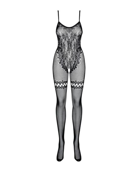 (SALE) Бодістокінг Obsessive Bodystocking F213 S/M/L, імітація мереживного боді та резинки для панчіх Sex Aura | Зображення 5