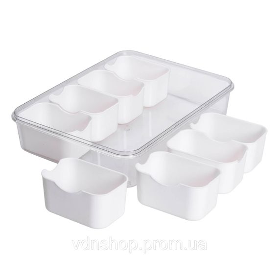 Контейнер для їжі з 8 відсіками 31х24х7 см судок для їжі пластиковий 2.5 л Білий HP-27-3 | Зображення 3