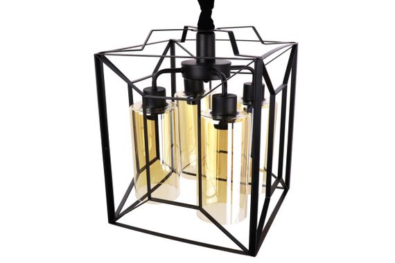 Люстра підвісна LOFT на 4 лампочки 25054 Чорний 50-105х32х32 см. | Зображення 4