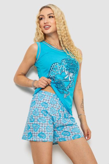 Пижама женская, цвет бирюзовый, 243R03674 | Зображення 2