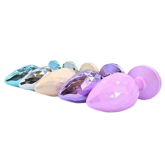 Комплект анальних пробок блакитного кольору з фасетним огранюванням (розмір S, M, L) | Зображення 8