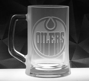 Подарунковий келих для пива 670 мл з гравіюванням лого хокейного клубу НХЛ Эдмонтон Ойлерз