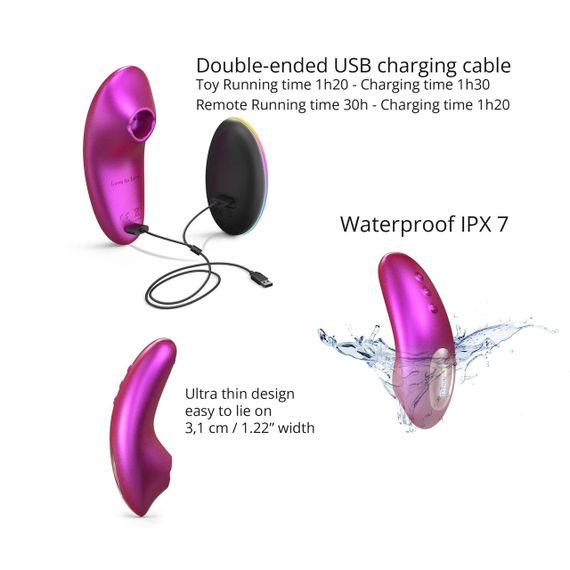 Вакуумный клиторальный стимулятор Love To Love DREAMER – IRIDESCENT BERRY, ласки язычком, пульт Sex Aura | Зображення 3