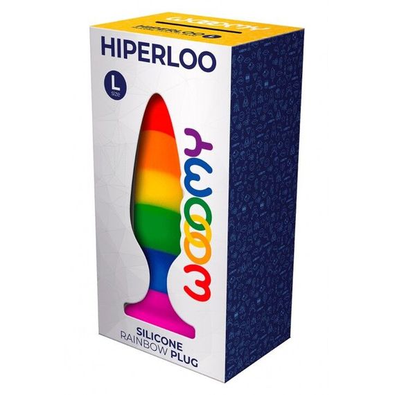 Силіконова анальна пробка Wooomy Hiperloo Silicone Rainbow Plug L, діаметр 3,9 см, довжина 13,1 см | Зображення 2