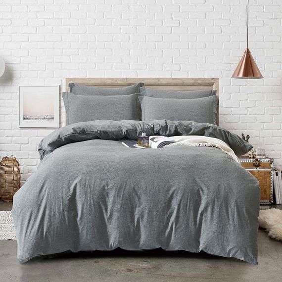 Постільна білизна Love You Варена бавовна WC01 Темно-сіра Євро