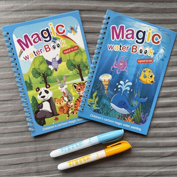 Тваринки водні дитячі розмальовки багаторазові з маркером водою Magic Water book | Зображення 6