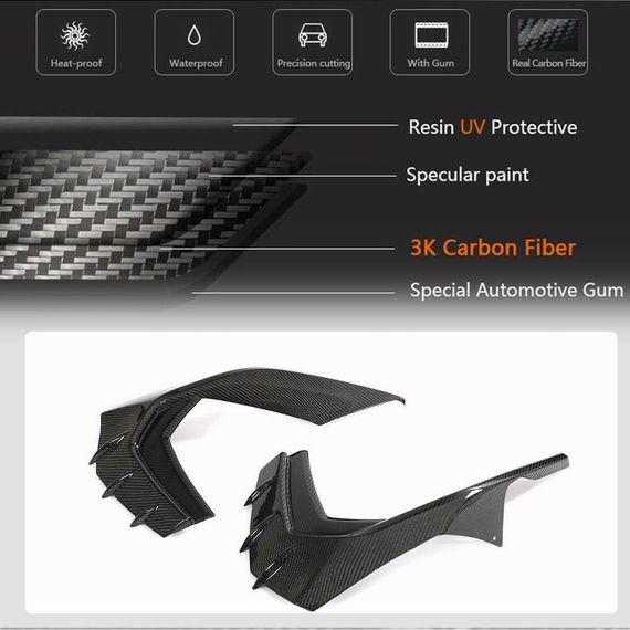 Накладки на передній бампер (для S-Line SD 2020-2023, Карбон) для Ауди A3 2020- рр | Зображення 4