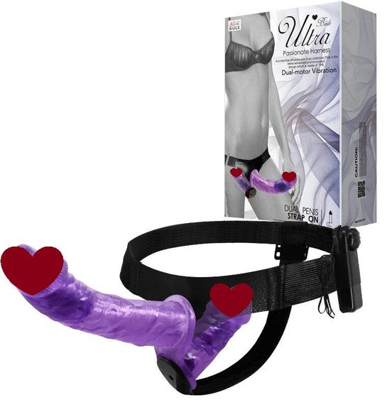 Страпон з вібрацією з 2-ма вібромоторами ULTRA PASSIONATE HARNESS STRAP-ON, BW-022060-1 Sex Aura