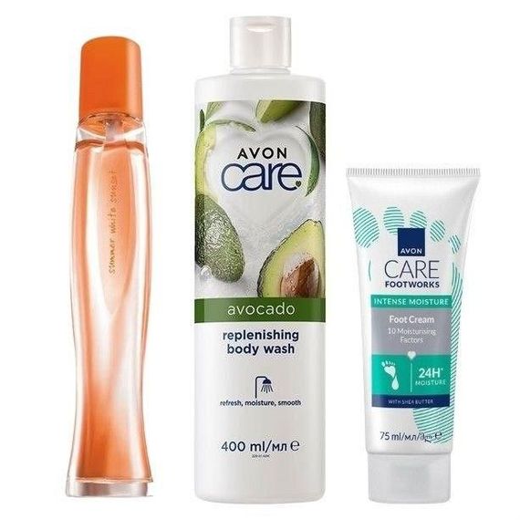Подарунковий набір Avon «Summer White Sunset» | Аромат, догляд та зволоження | 3 засоби
