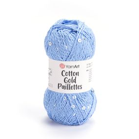 Yarnart COTTON GOLD PAILLETTES № 7110 блакитний Котон Голд Пайетка Пряжа бавовна з паєткою, нитки для в'язання