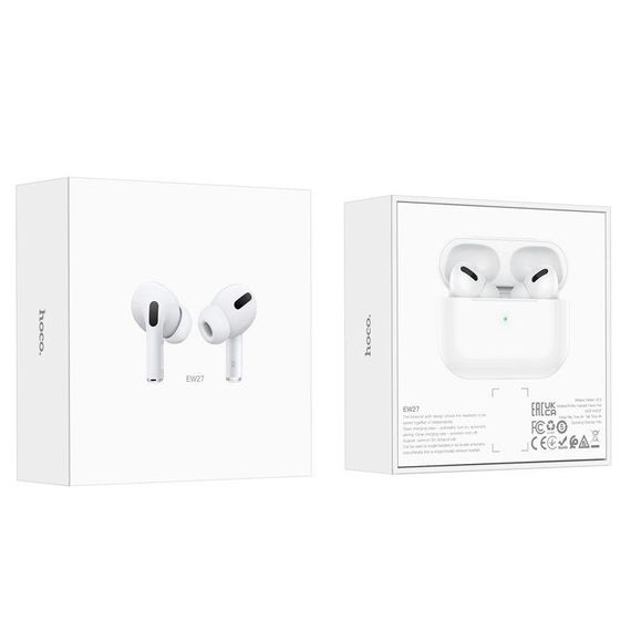 Навушники Bluetooth HOCO EW27, TWS Bluetooth 5.1, з мікрофоном, вакуумні, White, Кейс | Зображення 2