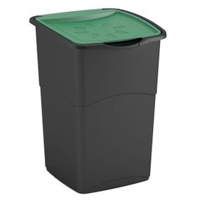Контейнер для мусора Curver Koral bin 47 л черный с зеленой крышкой, ведро для дома и сортировки (67032)