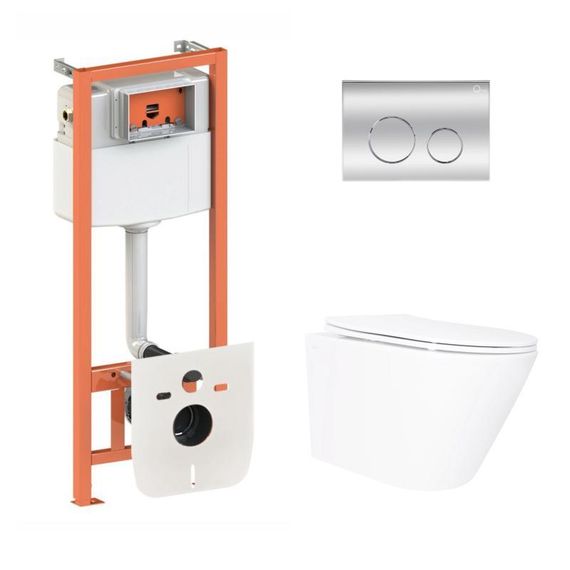 Готове рішення Qtap для ванної кімнати: підвісний унітаз Swan Ultra Quiet 520×360×320 + комплект інсталяції Nest 4 в 1 (кругла