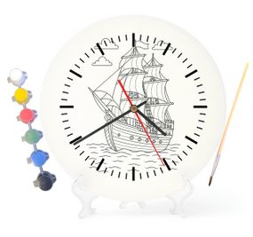 Детский набор для творчества часы-раскраска Корабль 30 см (Г0027)