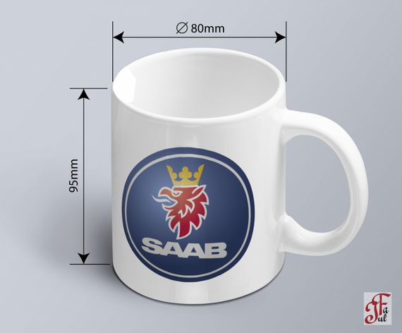 Чашка  з принтом авто логотип SAAB  (02010102015) | Зображення 1