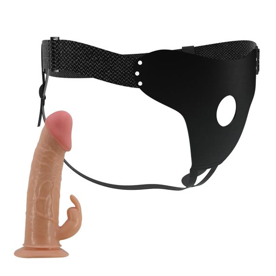 Страпон PRETTY LOVE - Mavis Flesh, Universal Strap-On Harness, Dildo 7.4'' TPR sexstyle | Зображення 9